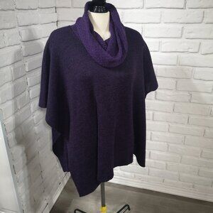 Peruvian Link Ladies Purple Poncho with Turtleneck Alpaca Collection